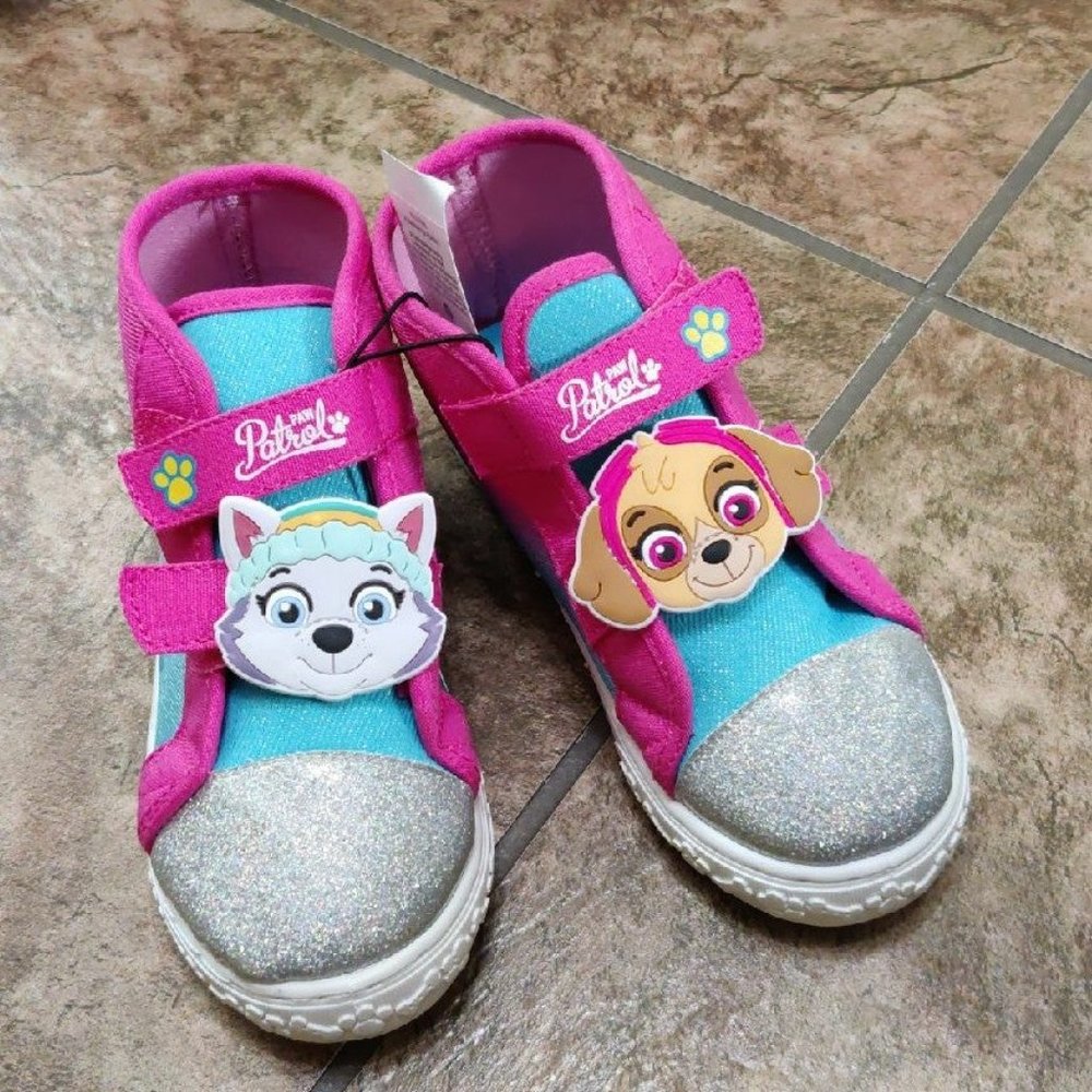 Paw Patrol Hi Tops Size 7 for Girls Skye and Everest Theme Velcro